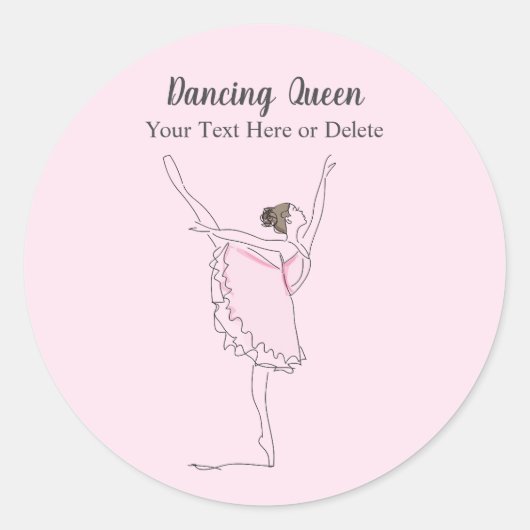 Ihr Tanz in Tutu mit rosafarbenem Ballett Runder Aufkleber (Vorderseite)