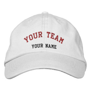 Ihr Team bestickt mit weißer/roter Cap-Vorlage Bestickte Baseballkappe