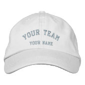 Ihr Team bestickt mit White/Baby Blue Cap Template Bestickte Baseballkappe (Vorderseite)