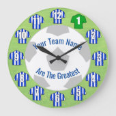 Ihr Team Name Football Clock - Blaue Shirts Große Wanduhr (Vorderseite)
