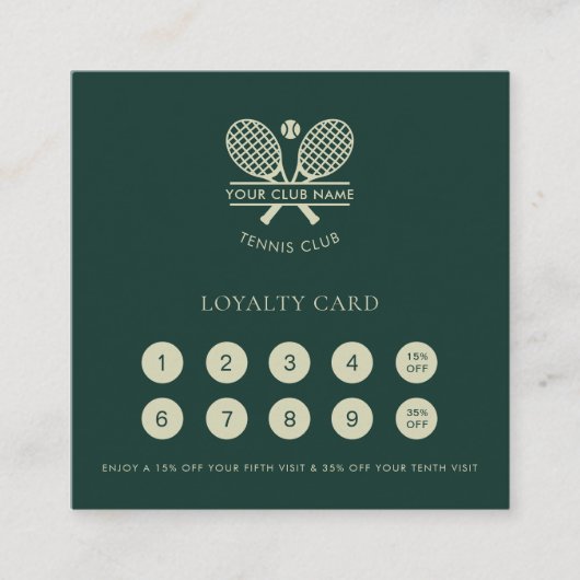 Ihr Tennisklub Name Elegante Mitglieder Treuekarte (Vorderseite)