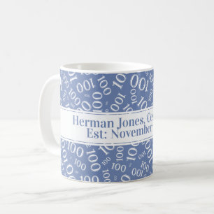Ihr Text: 100. Geburtstag Zahlenmuster Blau Kaffeetasse
