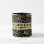 Ihr Text: 100. Zahlenmuster Schwarz/Gold Tasse (Zentrum)