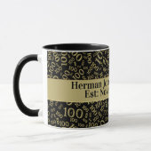 Ihr Text: 100. Zahlenmuster Schwarz/Gold Tasse (Links)