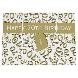 Ihr Text: 70. Geburtstag Gold Nummer 70 Muster Große Geschenktüte