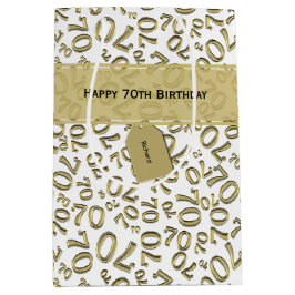 Ihr Text: 70. Geburtstag Gold Nummer 70 Muster Mittlere Geschenktüte
