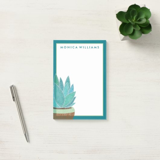 Ihr Text | Aquarellkaktus Post-it Klebezettel (Büro)