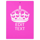 Ihr Text auf Behalten Kronenkrone ist kalt. Klemmbrett (Rückseite)