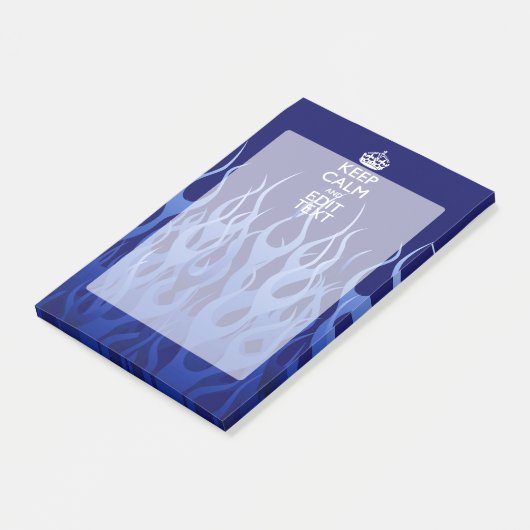 Ihr Text auf Behalten Ruhe auf blauen Racing-Flamm Post-it Klebezettel (angewinkelt)