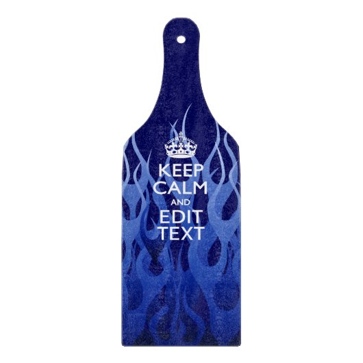 Ihr Text auf Behalten Ruhe auf blauen Racing-Flamm Schneidebrett (Vorderseite)