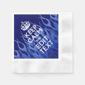 Ihr Text auf Behalten Ruhe auf blauen Racing-Flamm Serviette (Vorderseite)