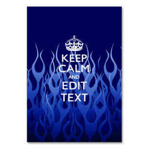 Ihr Text auf Behalten Ruhe auf blauen Racing-Flamm Tischnummer