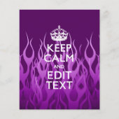 Ihr Text auf Behalten Ruhe auf Lila Racing Flames Flyer (Vorne)
