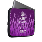 Ihr Text auf Behalten Ruhe auf Lila Racing Flames Laptopschutzhülle (Vorne Rechts)
