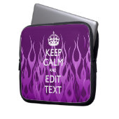 Ihr Text auf Behalten Ruhe auf Lila Racing Flames Laptopschutzhülle (Vorderseite Links)