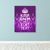 Ihr Text auf Behalten Ruhe auf Lila Racing Flames Leinwanddruck (Insitu (Holzboden))