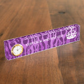 Ihr Text auf Behalten Ruhe auf Lila Racing Flames Namensplakette (Seite)