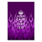Ihr Text auf Behalten Ruhe auf Lila Racing Flames Tischnummer (Vorderseite)
