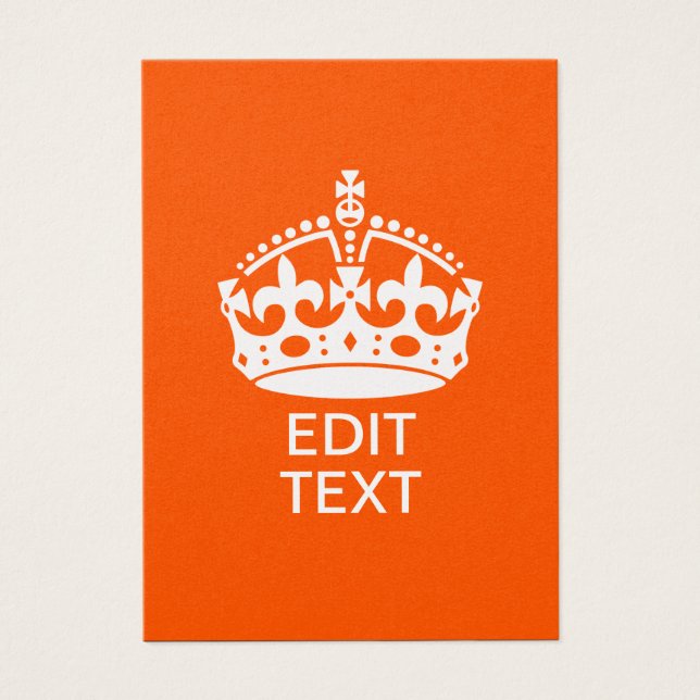 Ihr Text auf Behalten ruhiger Crown Orange (Vorderseite)