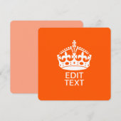 Ihr Text auf Behalten ruhiger Crown Orange (Vorne/Hinten)