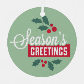 Ihr Text auf der Rückseite, Retro-Saison Grüße run Ornament Aus Metall (Vorderseite)