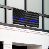 Ihr Text auf dünner Flaggen-Dekor-Anzeige Blue Banner (Äußeres Gebäude)