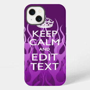 Ihr Text auf Keep Calm auf lila Rennflammen iPhone Hülle