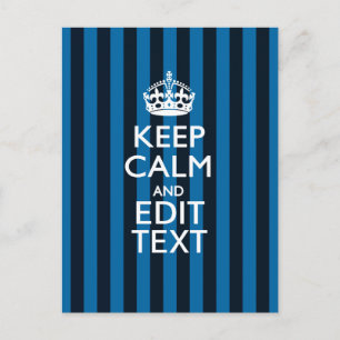 Ihr Text auf Keep Calm Blaue Streifen Dekor Postkarte