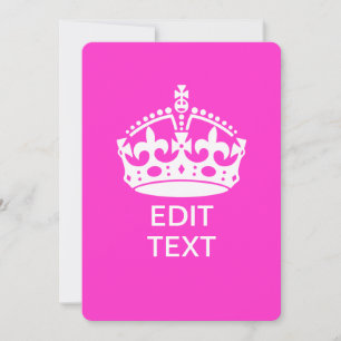 Ihr Text auf Keep Calm Krone Hot Pink