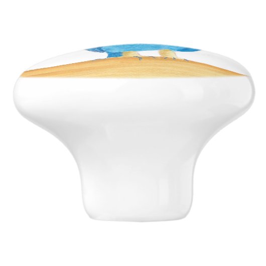 Ihr Text auf Niedlichen Blue Owl Knobs Keramikknauf (Seitenansicht)