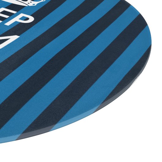 Ihr Text Behalte eine ruhige blaue Streifen-Dekora Schneidebrett (Ecke)