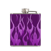 Ihr Text Behalte Lila Racing Flames Decorieren Flachmann (Rückseite)