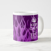 Ihr Text Behalte Lila Racing Flames Decorieren Jumbo-Tasse (Vorderseite Rechts)