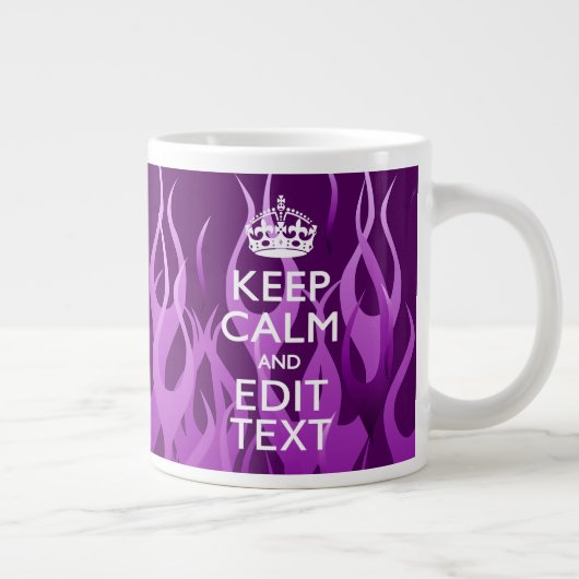 Ihr Text Behalte Lila Racing Flames Decorieren Jumbo-Tasse (Rechts)