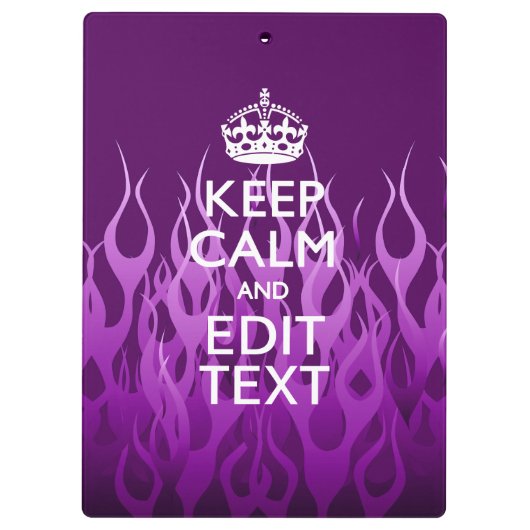 Ihr Text Behalte Lila Racing Flames Decorieren Klemmbrett (Rückseite)