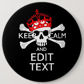 Ihr Text Behalte Ruhe rote Kronenkratzel Skull Button (Vorderseite)