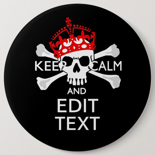 Ihr Text Behalte Ruhe rote Kronenkratzel Skull Button (Vorderseite)