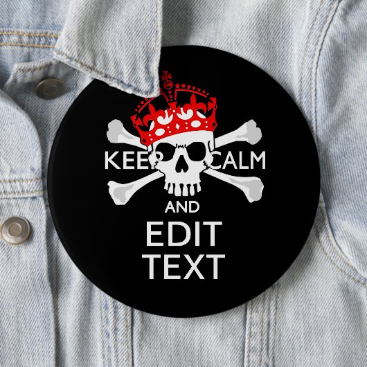Ihr Text Behalte Ruhe rote Kronenkratzel Skull Button (Beispiel)