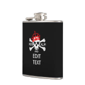 Ihr Text Behalte Ruhe rote Kronenkratzel Skull Flachmann (Links)