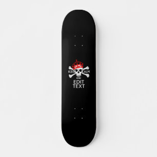 Ihr Text Behalte Ruhe rote Kronenkratzel Skull Skateboard