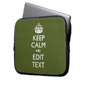 Ihr Text Behalte Ruhe und auf Oliven Green Laptopschutzhülle (Vorderseite Links)
