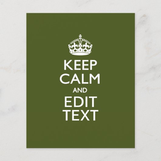 Ihr Text Behalte Ruhe und ist in einem grünen Oliv Flyer (Vorne)