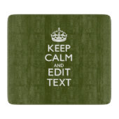 Ihr Text Behalte Ruhe und ist in einem grünen Oliv Schneidebrett (Vorderseite)