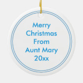 Ihr Text: Blue Filigree Weihnachtsengel des Glaube Keramikornament (Hinten)