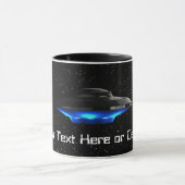 Ihr Text Cool Blue Alien Flying Saucer Space UFO Tasse (Zentrum)