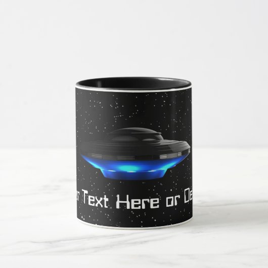 Ihr Text Cool Blue Alien Flying Saucer Space UFO Tasse (Zentrum)
