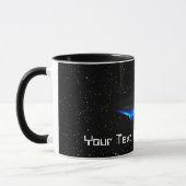 Ihr Text Cool Blue Alien Flying Saucer Space UFO Tasse (Links)