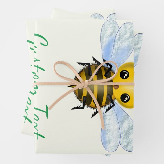 Ihr Text, der Papierblätter mit Queen Bee umhüllt Geschenkpapier Set (Beispiel)