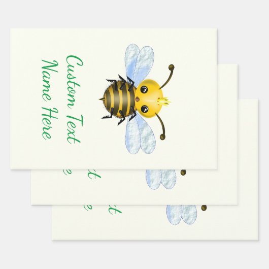 Ihr Text, der Papierblätter mit Queen Bee umhüllt Geschenkpapier Set (Set)