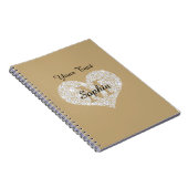 Ihr Text, Diamantenherz, Gold Monogramm, Name Notizblock (Rechte Seite)
